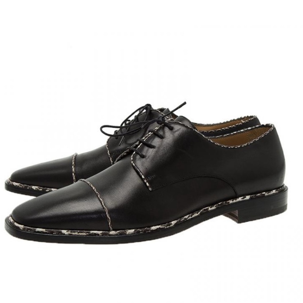 Christian Louboutin BRUNO ORLATO
Black Python Trim leather dress shoes
RETAIL 1k
